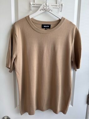 SER.O.YA Seroya Beige Knit Sweater Tee XXL Crewneck Quiet Luxury Minimalist